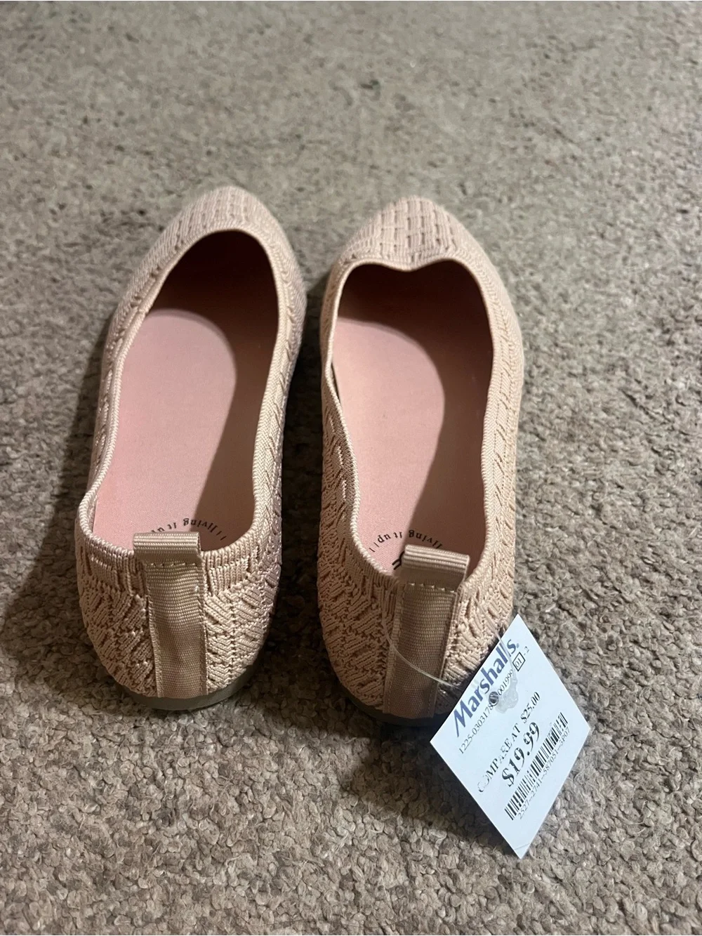 Marshalls Women's Knit Pointed Ballet Flats - Pale Pink - Picture 4 of 4